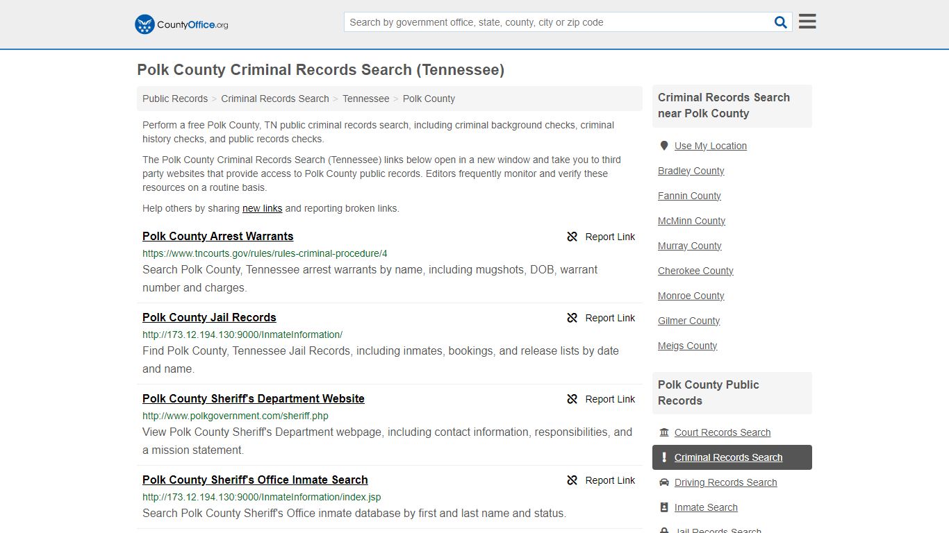 Criminal Records Search - Polk County, TN (Arrests, Jails & Most Wanted ...