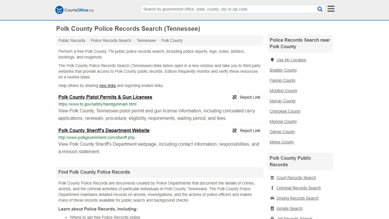 Police Records Search - Polk County, TN (Accidents & Arrest Records)